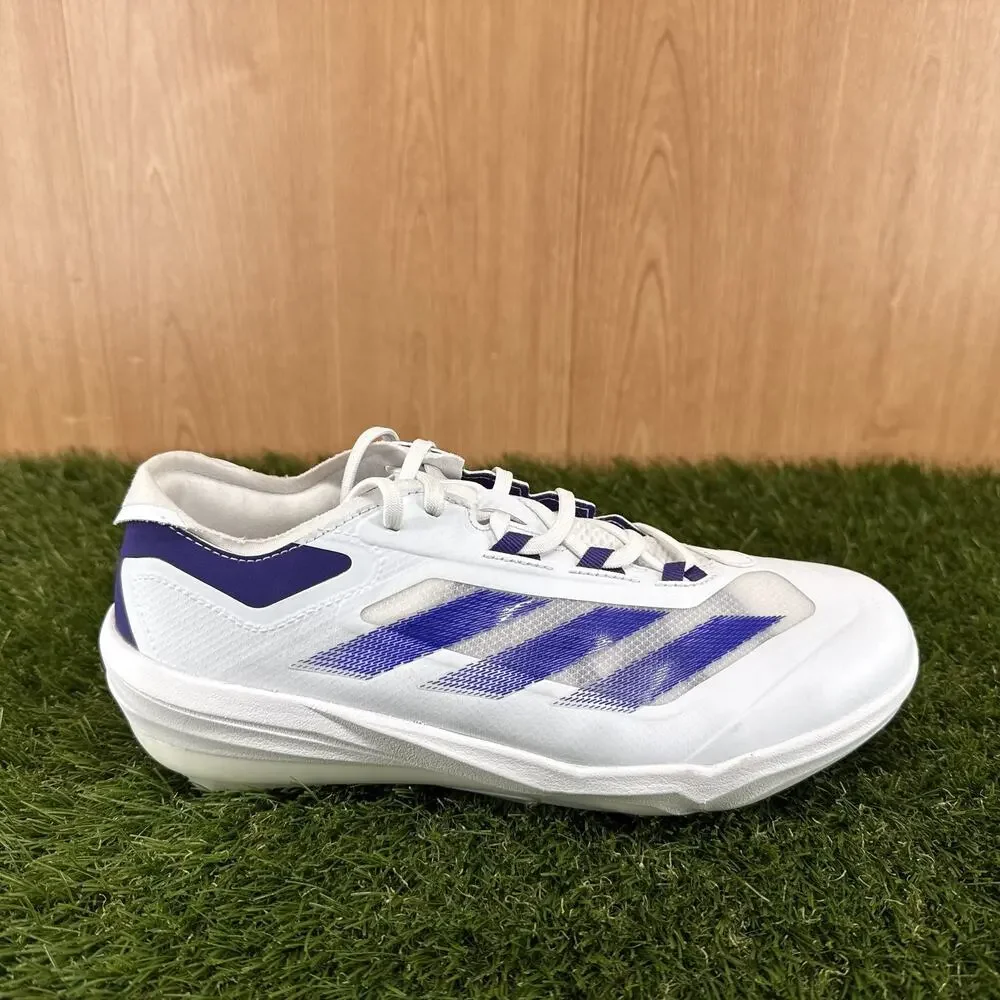 adidas Adizero Afterburner 10 White Team Purple Baseball Cleats JR3062 Mens Sz 8